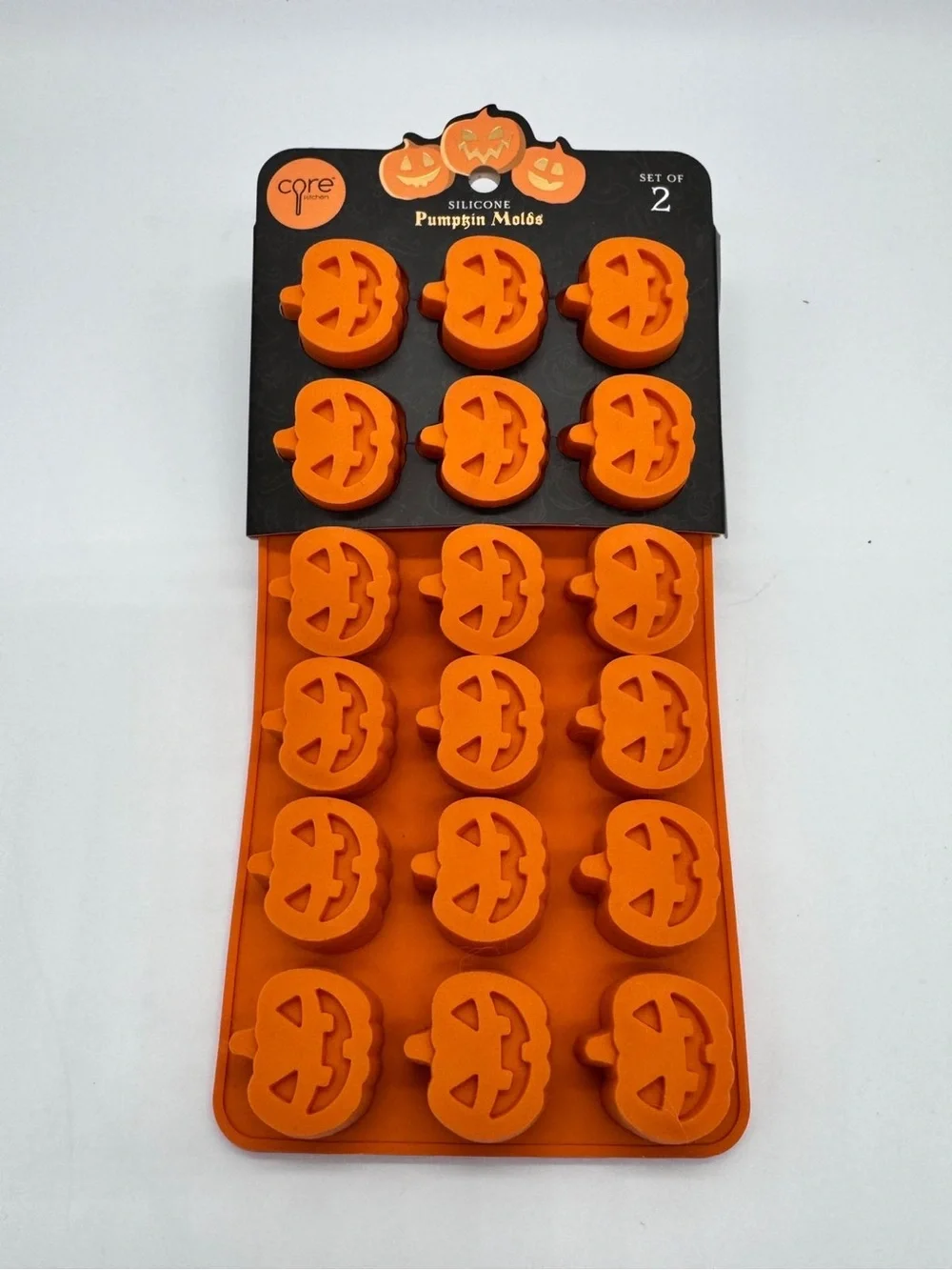 New Core Kitchen Silicone Pumpkin Molds Set of 2 Halloween Jack-O-Lantern NWT